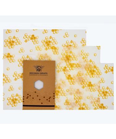 Reusable Beeswax Food Wrap 3-Pack - Eco-Friendly Biodegradable Sustainable Storage - Beeswax Paper Wraps in 3 Sizes (S M L) - Buy Online on GoSupps.com
