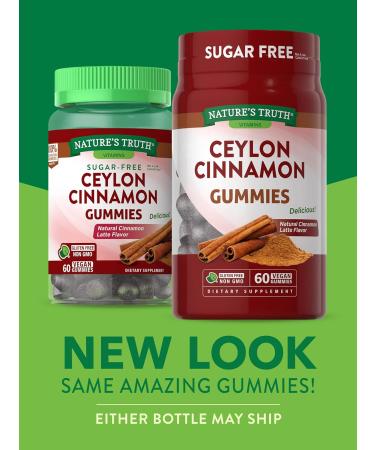 Nature's Truth Ceylon Cinnamon Gummies 2000mg - 60 Count | Vegan, Non-GMO, Gluten-Free, Sugar-Free - Buy Online on GoSupps.com