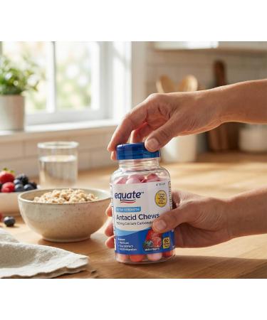 Antacid Tablets Chewable 750 mg Calcium Carbonate Extra Strength Wild Berry Flavor 60 Count Antacid Pills - Buy Online on GoSupps.com