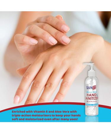 Sanit Moisturizing Hand Sanitizer Gel - 70% Alcohol - Kills 99.99% Germs - Vitamin E & Aloe Vera - 8 oz - 3 Pack - Made in USA - Fresh Scent - Buy Online on GoSupps.com