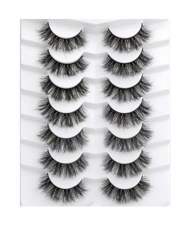 ALICROWN Eyelashes 6D Faux Mink Lashes Fluffy False Eyelashes 7 Pairs False Eyelashes Wispy 17mm Natural Lashes Soft Reusable Fake Eyelashes 2-17mm