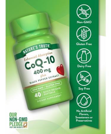 Nature's Truth Co-Q10 400mg | Maximum Strength Non-GMO & Gluten-Free Softgels | Enhanced Absorption | Shop Internationally - Buy Online on GoSupps.com