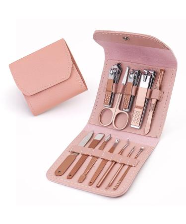 Manicure Set 12 in 1 Pedicure Kit Professional Nail Clippers Nail Kit Manicure Kit Travel for Women - Pink 12 Piece Set Pink