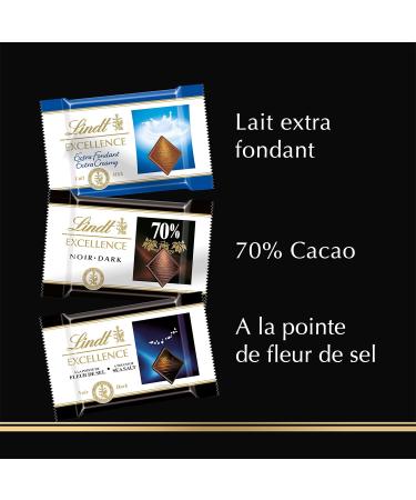 Lindt - Bag of chocolate mini squares EXCELLENCE - Assorted Dark Chocolates 70% Black Fleur de Sel and Extra Melting Milk 1 - Buy Online on GoSupps.com