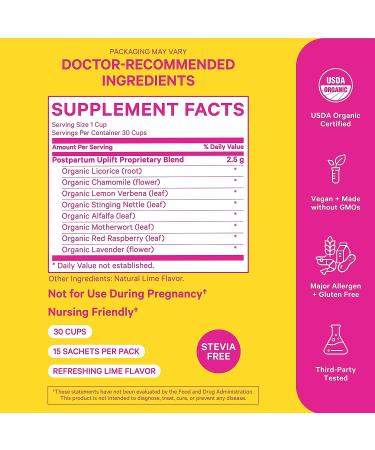 Pink Stork Postpartum Uplift Tea - Hormone Balance & Mood Support | Postpartum Essentials for Women After Pregnancy - 30 Cups - Buy Online on GoSupps.com