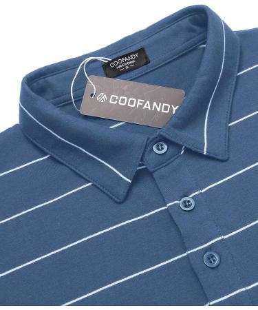 COOFANDY Men's Striped Golf Polo Shirt - Royal Blue Large - Buy Online on GoSupps.com