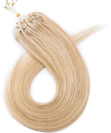 16 inch Micro Loop Beads Human Hair Extensions 100 Strands 100% Remy Invisible Hair Extensions Real Human Hair Micro Rings Straight (50g #18P613 Ash Blonde&Bleach Blonde) - Buy Online on GoSupps.com