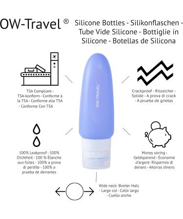 Silicone Travel Bottles Set - TSA-Compliant BPA-Free 7-Piece Spout-Proof Travel Accessories for Body Care | OW Travel - Buy Online on GoSupps.com
