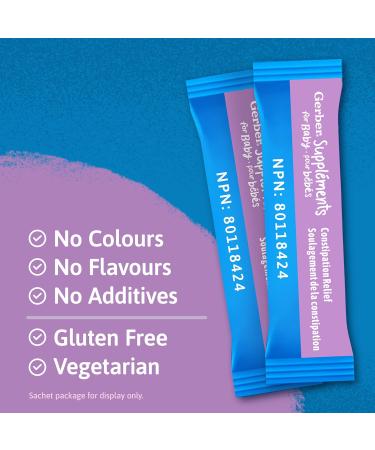Gerber Supplements for Baby Constipation Relief (GOS FOS) 0-3 Years For Constipation & Irregularity No Additives Colours Flavours or Artificial Sweetener Sachets - Buy Online on GoSupps.com