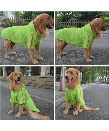 Lovelonglong Fashion Hooded Pet Dog Raincoat - Lightweight Zipper Closure Rain Poncho with Reflective Strip - Green XXXXL (100lbs) - Buy Online on GoSupps.com