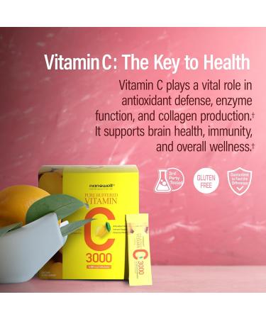 NANOWELL Pure Buffered Vitamin C 3000 mg per Serving Dietary Supplement for Immune Support - 60 Sticks x 1 Box 2 Months Supply (60 Count) 3 000 mg Powder - Buy Online on GoSupps.com