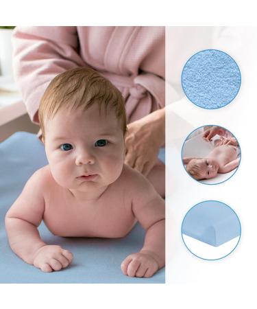 Blue Terry Cover Baby Changing Mat | 80x50 cm Nappy Changer with Raised Edges - Buy Online on GoSupps.com