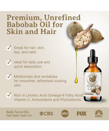 Bella Terra Oils - Baobab Oil 8 oz - Derived from the Majestic Baobab Tree Enriched with Vitamin A & F For a Smooth Plush Skin Experience 8 Fl Oz (Pack of 1) - Buy Online on GoSupps.com
