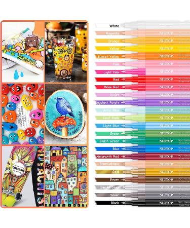 Acrylic Paint Pens for Rock Painting - 24 Classic Colors - DIY Craft Supplies - Extra Fine Tip Markers for Stone, Ceramic, Pumpkin Decorating - Easter Basket Stuffers - Buy Online on GoSupps.com