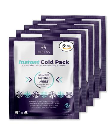 Instant Cold Packs - (5 x 6) Disposable Cold Compress Therapy Instant Ice Pack for Injuries  First Aid  Pain Relief for Tooth Aches  Swelling  Sprains  Bruises  Insect Bites (6) 6 Count (Pack of 1)