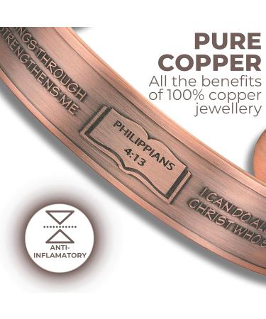 Willis Judd Philippians 4:13 Men's Copper Magnetic Bracelet - Strength Prayer Bangle for Wellness - Buy Online on GoSupps.com