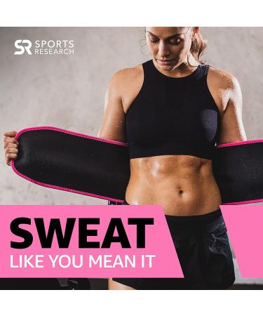 Sweat Band Waist Trimmer by Sports Research - Medium Black/Pink - Buy Online on GoSupps.com