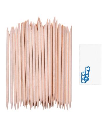 Kare & Kind 100x Double-Sided Orange Wood Nail Sticks - Cuticle Pusher Remover Cleaner - Manicure, Pedicure, DIY - Home, Nail Salon - For Beginners and Profesional Nail Technicians