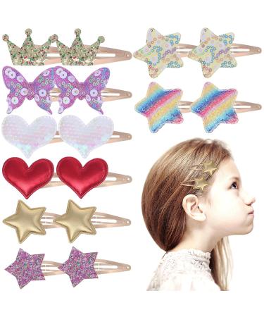 Beaupretty 8 Pairs Hair Clips Girls Glitter Hair Clips Girls Cute Star Hair Clips Crown Butterfly Heart Hair Clips Children