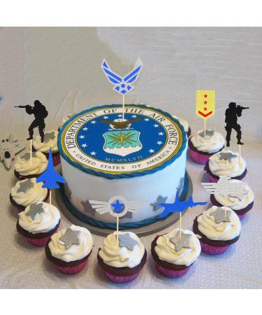 Arthsdite 24Pcs Military Cupcake Toppers Air Force Army Navy Fighter Plane Soldier Airplane Medal Cupcake Picks for Military Emblem Theme Wedding Birthday Party Cake Decorations Supplies - Buy Online on GoSupps.com