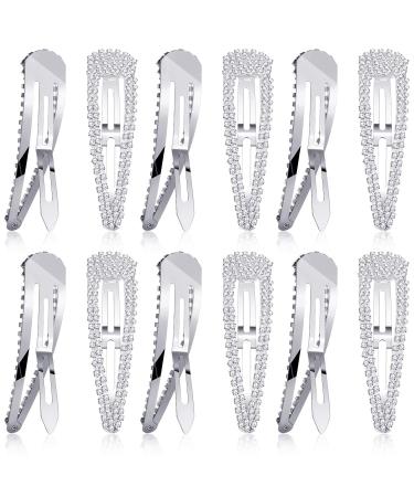 6-Piece 4 Rhinestone Snap Hair Clips - Crystal Metal Barrettes for Women & Girls | Wedding Hair Accessories - Silver - Buy Online on GoSupps.com