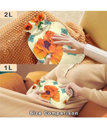 NAANLE Vintage Poppy Flower Heat Bottle - 2L Large Hot Water Bottle for Menstrual Cramps Pain Relief & Therapy | International Shipping - Buy Online on GoSupps.com