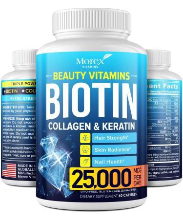 Biotin, Keratin & Collagen Capsules - Made in USA - Natural Fish Collagen, Keratin & Biotin for Hair Growth - Biotin & Collagen Vitamins with Multi Collagen Peptides for Hair Loss, Skin & Nails - Buy Online on GoSupps.com