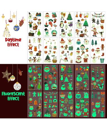 Christmas Luminous Temporary Tattoo Stickers for Kids - Glow in the Dark Waterproof Decals (10 Sheets) - Perfect Gift Idea - Buy Online on GoSupps.com