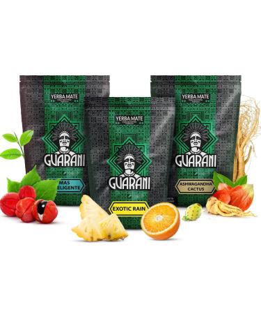 Yerba mate set Guarani | Trois paquets de yerba mate | Guarana ashwaganda fruits tropicaux | Yerba mate du Paraguay | Caf ine naturelle | 3x500g | 1 5kg