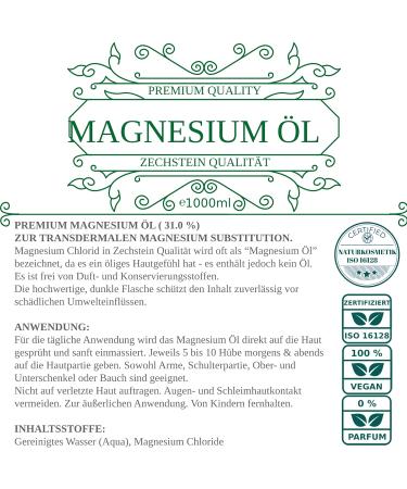 Viroxidine Zechstein Magnesium Oil 1000ml | 100% Natural Magnesium Chloride | Premium German Quality | High-Quality Pharmacy Bottle - Buy Online on GoSupps.com