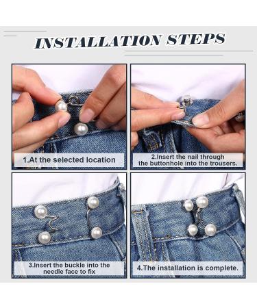 24pc Jean Button Pins Set | No Sew Waist Extender | Instant Jean Dress Fit | Pearl Style - Buy Online on GoSupps.com