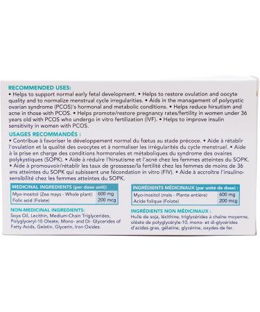 Inofolic - PCOS Supplement for Women - Myo-inositol and Folic Acid Supplement - 30 Day Supply of Convenient Soft Gel Capsules Supporting PCOS Symptoms and Pregnancy 60 count (Pack of 1) - Buy Online on GoSupps.com