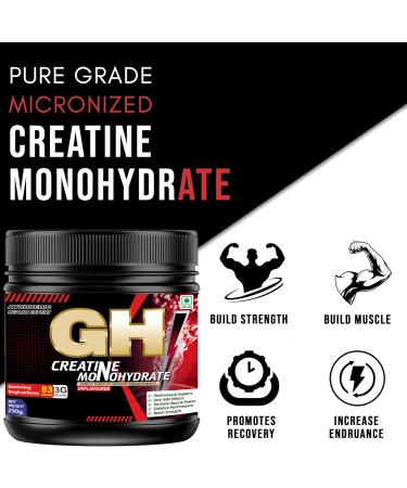 GH Creatine Monohydrate (83 Servings) Increased Muscle Mass Fast Recovery Muscle Volumization Strength & Energy Muscle Strength Fast Recovery Power (250 g Unflavored) - Buy Online on GoSupps.com