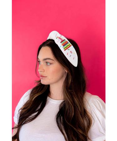 FEDANS Women Knotted Headband Birthday Cake Headband Top knotted White Embroidery Hairband Ladies Twist Fashion Hair accessories for Girls - Buy Online on GoSupps.com