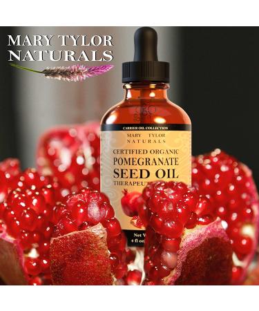 Organic Pomegranate Seed Oil 4oz - USDA Certified, Cold Pressed, Hexane-Free | Antioxidant-Rich Oil for Hair Rejuvenation and Skin Elasticity by Mary Tylor Naturals - Buy Online on GoSupps.com