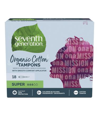 Seventh Generation Organic Cotton Tampons with Comfort Applicator Super Absorbency, White, 36 Count (Pack of 2) - Buy Online on GoSupps.com