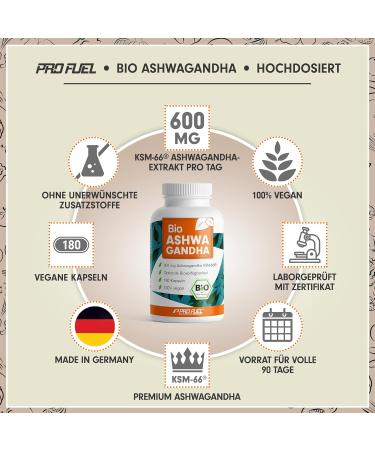 Buy Organic Ashwagandha Capsules 180x - KSM-66 600mg Pure Extract 100% Vegan Lab Tested No Additives - Fast International Shipping - Buy Online on GoSupps.com