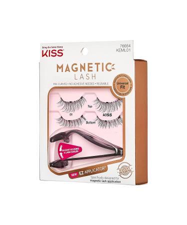 KISS Magnetic Lash 01 - Synthetic False Eyelashes with Magnets - Reusable & Lightweight - No Glue Needed - Cruelty Free - Includes Lash Applicator - Buy Online on GoSupps.com