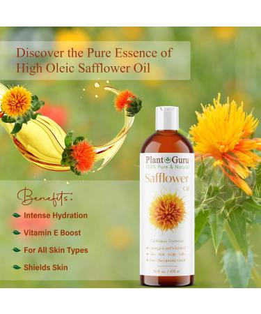 Plant Guru Safflower Oil 8 fl. oz. Cold Pressed 100% Pure & Natural Carrier for Skin Face Body Hair and Cooking. Great for DIY Creams Lotions and Lip Balms. - Buy Online on GoSupps.com