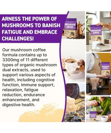 Mushroom Coffee Organic 11 Mushrooms + 8 Adaptogenic Herb Mushroom Coffee for Focus Energy Digestion & Immune Support| Cordyceps Lion s Mane Reishi Chaga & Ashwagandha| Gluten Free 30 Servings 5.3 Ounce (Pack of 1) - Buy Online on GoSupps.com