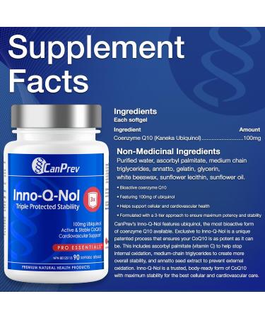 CanPrev - Inno-Q-Nol Triple Protected Stability 90 Softgels - 100mg Ubiquinol - Coenzyme Q10 (CoQ10) Natural Source - Active & Stable Co-Q10 - High Potency Antioxidant for Overall Wellness 90 count (Pack of 1) - Buy Online on GoSupps.com