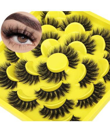 Eyelashes Mink Lashes Fluffy 6D Thick Volume Wispy Fluffy Faux Mink Lashes that Look Like Extension 18mm Lashes 10 Pairs Pack D-18MM