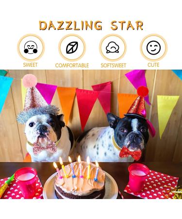 Leawits 8-Piece Cat Birthday Hat & Bow Tie Set for Cats and Small-Medium Dogs - Adjustable Collar, 4 Colors - Buy Online on GoSupps.com