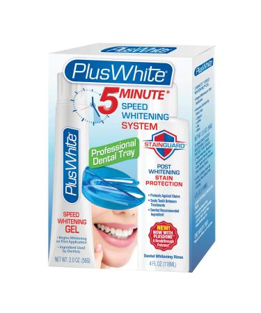 Plus White Premier Whitening System - 5 Minute Speed Whitening Gel, Comfort Fit Mouth Tray & StainGuard Post Rinse - Effective At-Home Teeth Whitening - Professional Teeth Whitening w/ Dentist Approved Ingredient (2 oz Tub