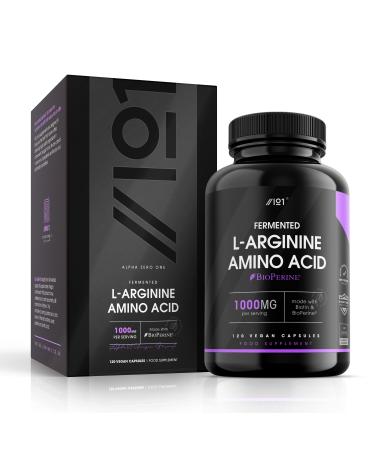 Fermented L-Arginine with BioPerine & Biotin 1000mg - Potent Amino Acids - Non-GMO Gluten Free 120 Vegan Capsules 120 Count (Pack of 1)