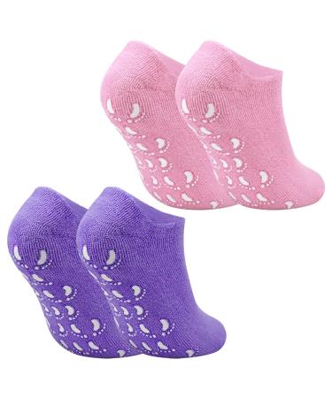 2 pairs of moisturizing gel socks moisturizing gel socks with vitamin and oil infused moisture socks for repairing and softening dry skin (purple and pink) - Buy Online on GoSupps.com