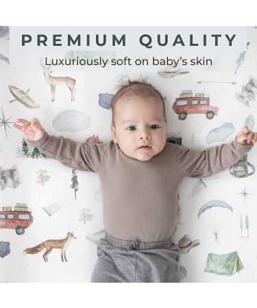 Pobibaby 2 Pack Premium Fitted Baby Boy Crib Sheets - Ultra-Soft Cotton Blend, Safe & Stylish Woodland Design - Buy Online on GoSupps.com