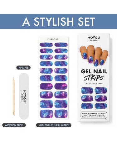 MOYOU LONDON Gel Nail Strips Set with Free UV Lamp - Easy Apply & Remove for Salon-Quality Manicure - Buy Online on GoSupps.com