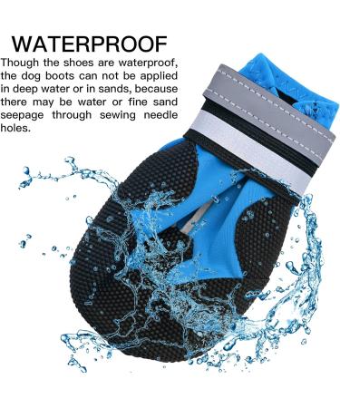 Waterproof Dog Shoes for Small & Medium Dogs - 4 Piece Set with Reflective Straps & Anti-Slip Sole - Winter Paw Protectors in Blue - Buy Online on GoSupps.com