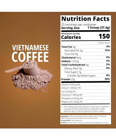 Boba Tea Protein Vietnamese Coffee | 25g Grass-Fed Whey Protein Isolate Powder | 112mg Caffeine | Gluten-Free & Soy-Free Bubble Tea Drink | Real Ingredients & Lactose-Free Protein Drink | 25 Servings Vietnamese Coffee 25 Se  - Buy Online on GoSupps.com